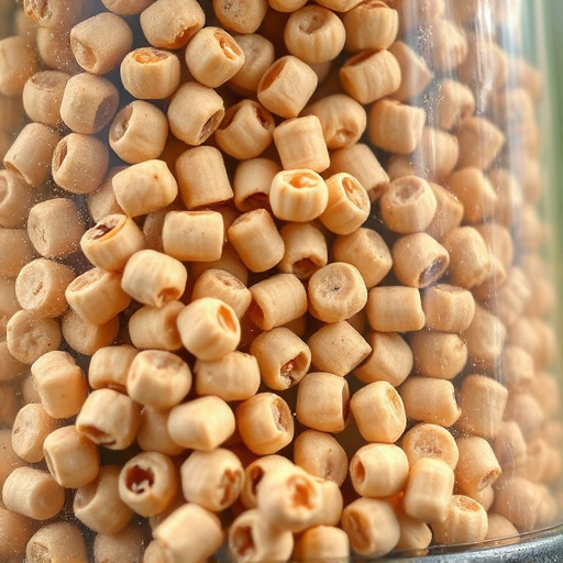 Close-up of suet pellets in feeder