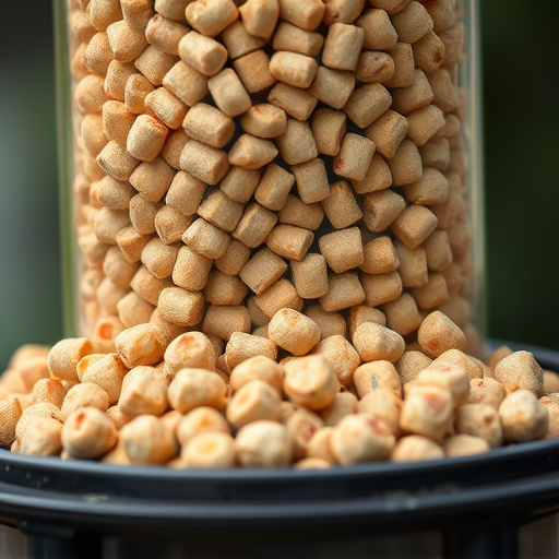 Close-up of suet pellets in feeder