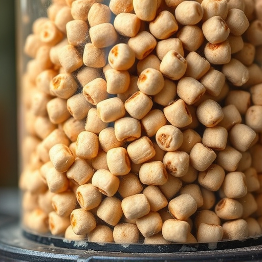 Close-up of suet pellets in feeder