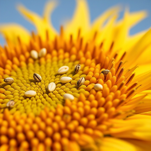 Close-up of sunflower and millet seeds