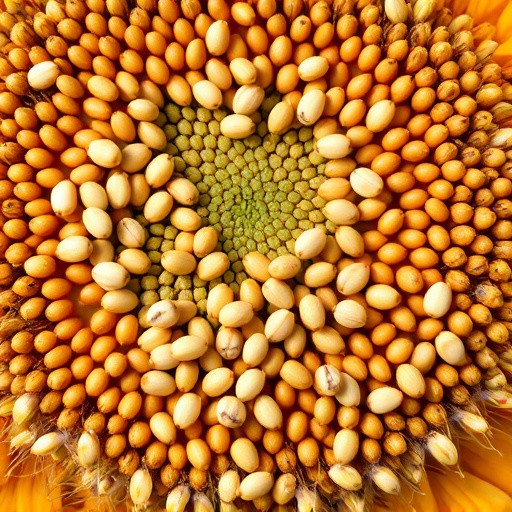 Close-up of sunflower and millet seeds