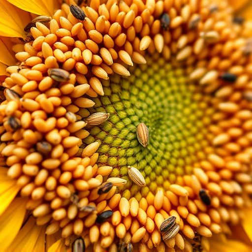 Close-up of sunflower and millet seeds