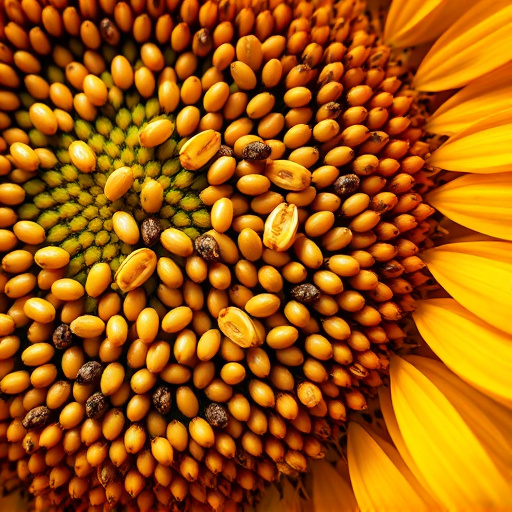 Close-up of sunflower and millet seeds