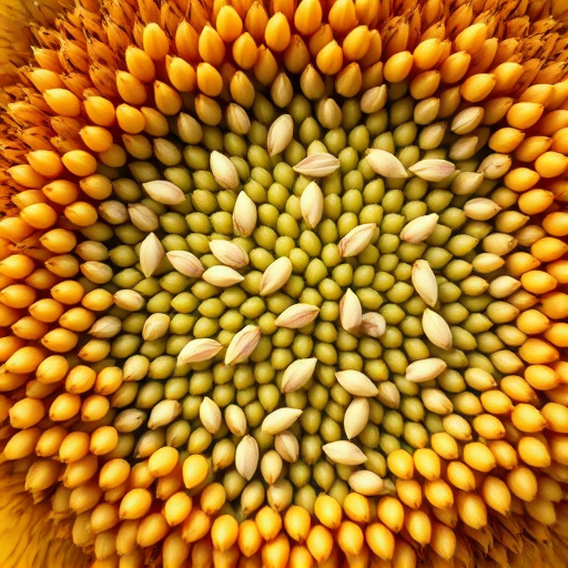 Close-up of sunflower and millet seeds