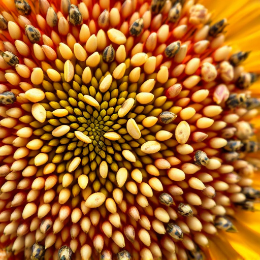 Close-up of sunflower and millet seeds