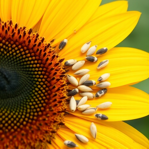 Close-up of sunflower and millet seeds