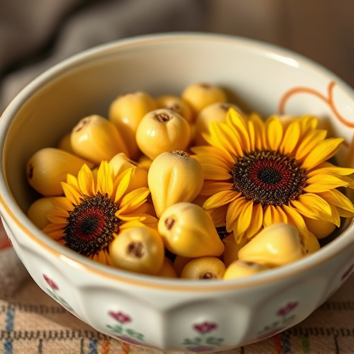 Close-up of sunflower hearts in bowl