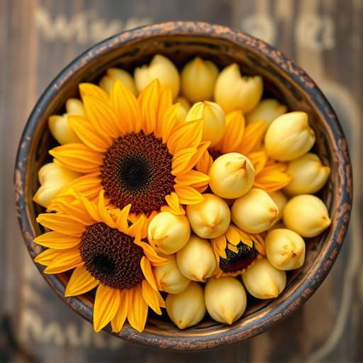 Close-up of sunflower hearts in bowl