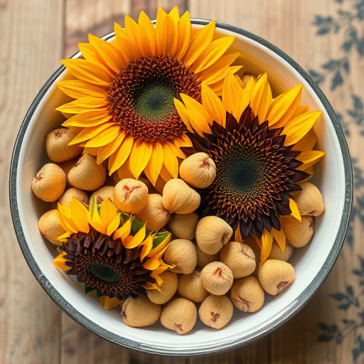 Close-up of sunflower hearts in bowl