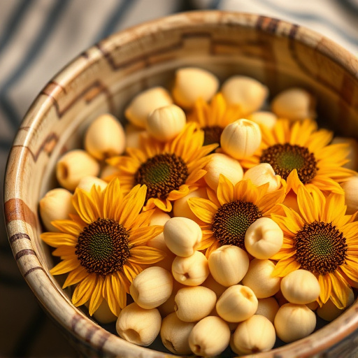 Close-up of sunflower hearts in bowl