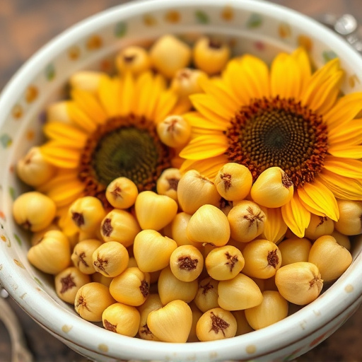 Close-up of sunflower hearts in bowl
