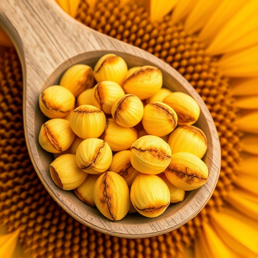 Close-up of sunflower hearts in scoop