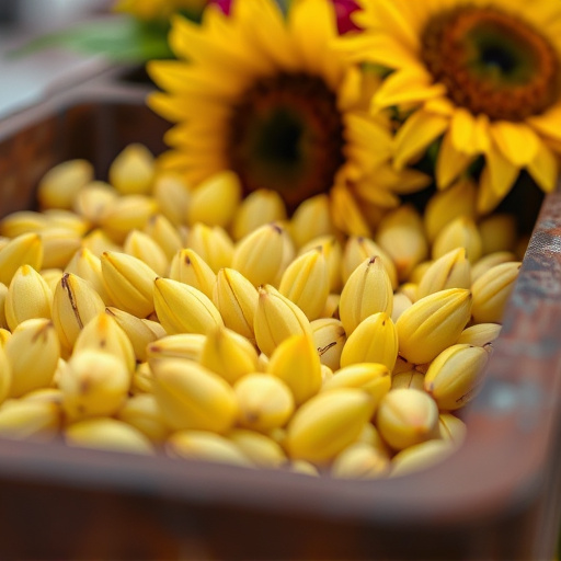 Close-up of sunflower hearts in tray