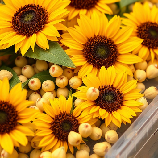 Close-up of sunflower hearts in tray
