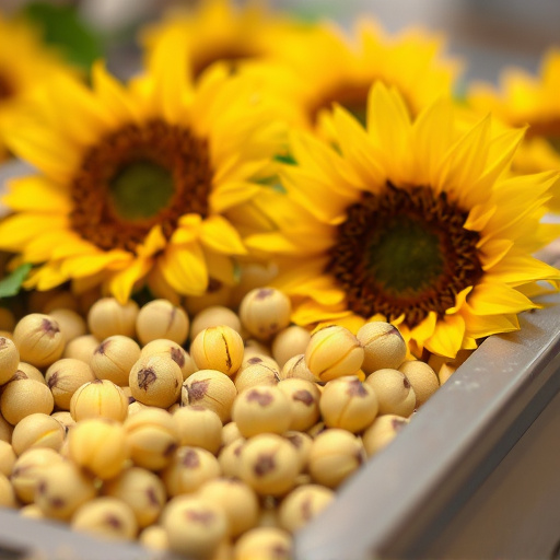 Close-up of sunflower hearts in tray