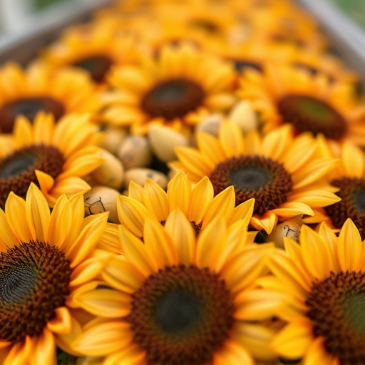 Close-up of sunflower hearts in tray