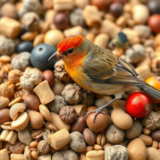Close-up of varied seeds for birds