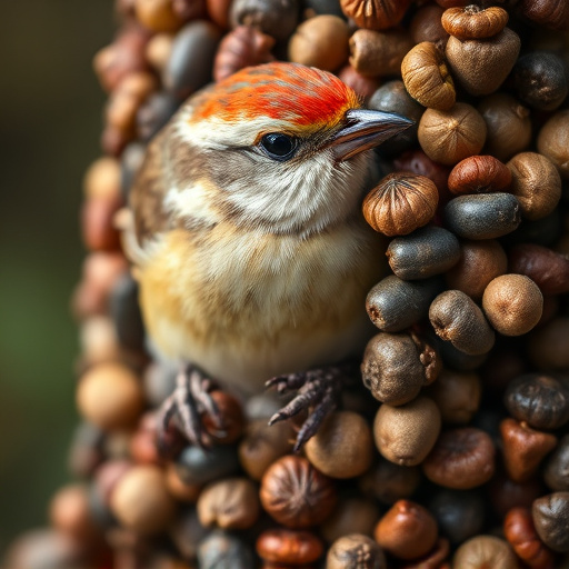 Close-up of varied seeds for birds