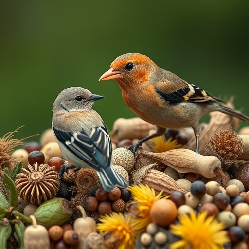 Close-up of varied seeds for birds