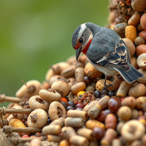 Close-up of varied seeds for birds