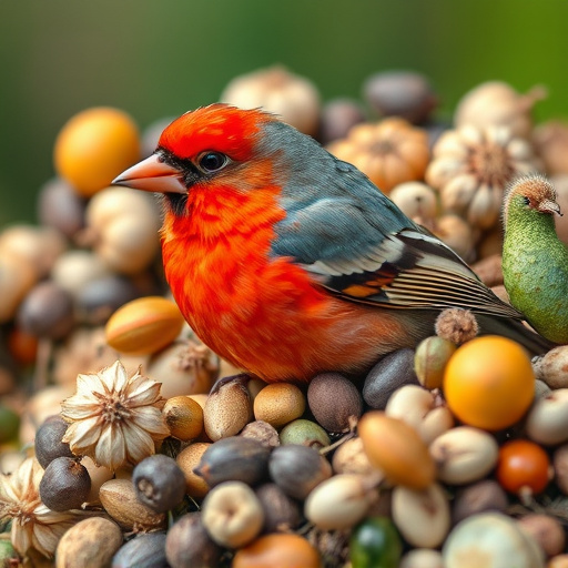 Close-up of varied seeds for birds