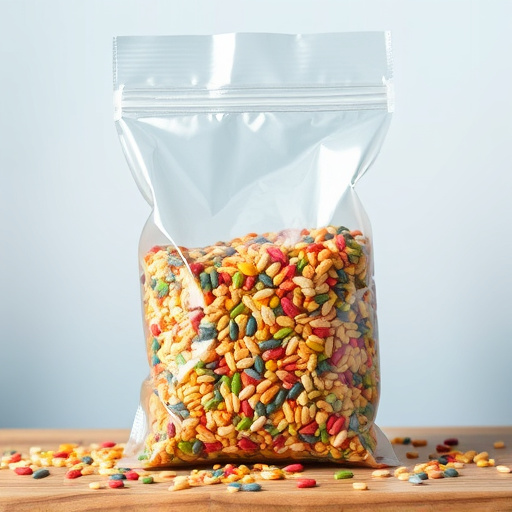 Colourful bird seed blend in clear bag