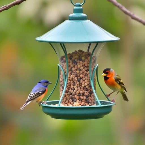 Compact bird feeding station with small birds
