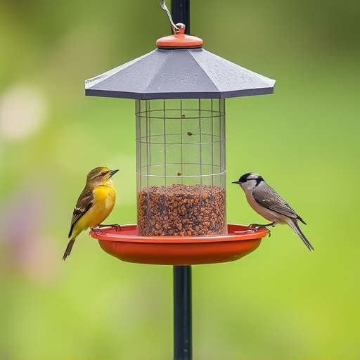Compact bird feeding station with small birds
