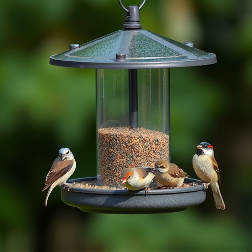 Compact bird feeding station with small birds