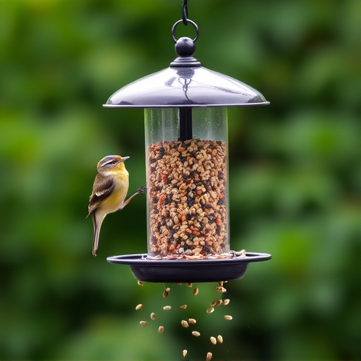 Covered bird feeder preventing seed spills