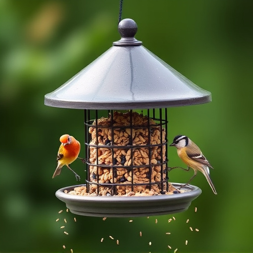 Covered bird feeder preventing seed spills