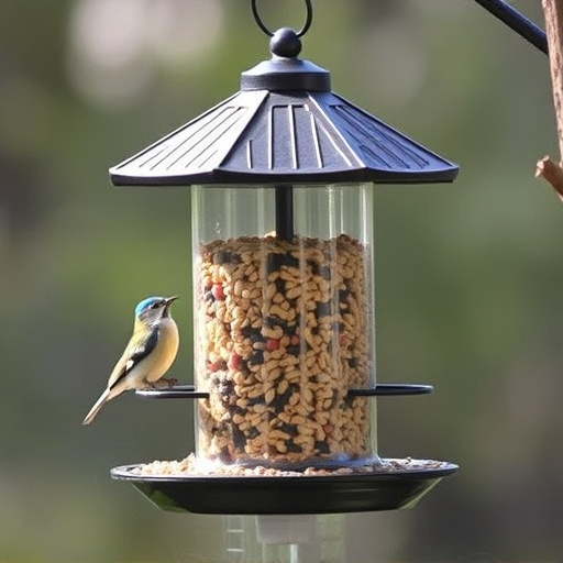 Covered bird feeder preventing seed spills