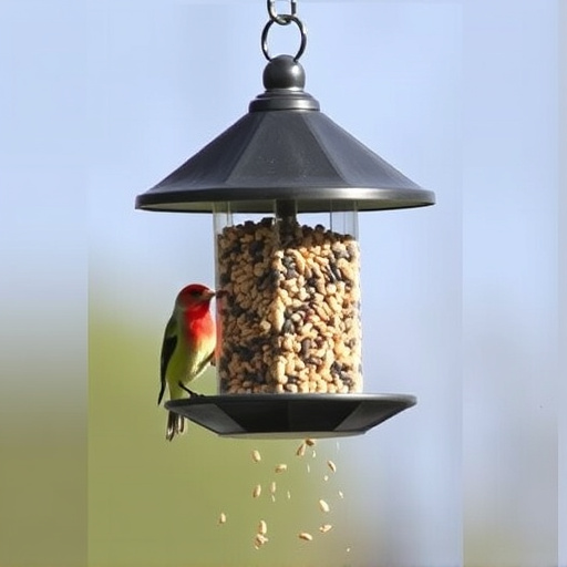 Covered bird feeder preventing seed spills