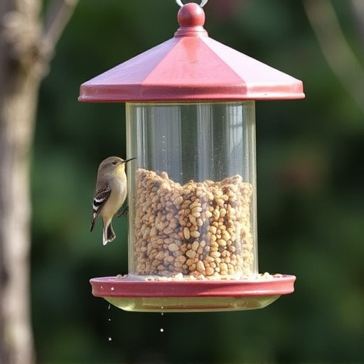 Covered bird feeder preventing seed spills