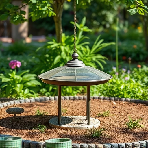 Covered ground feeder in shaded garden