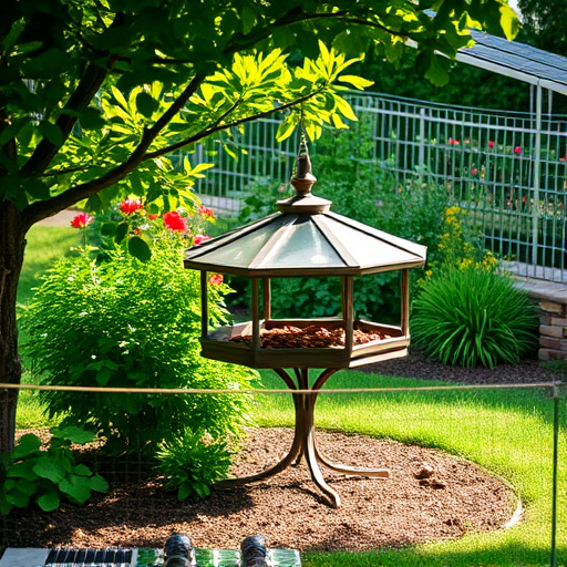 Covered ground feeder in shaded garden