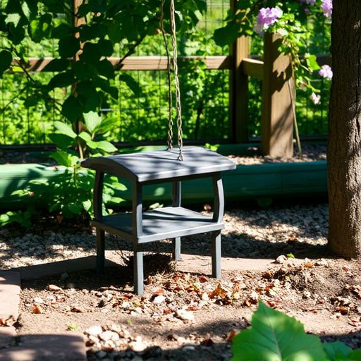 Covered ground feeder in shaded garden