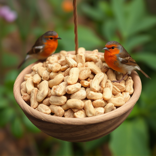 Crushed peanuts for garden robins