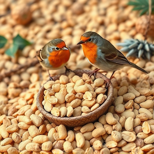Crushed peanuts for garden robins