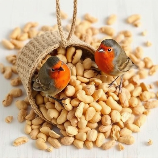 Crushed peanuts for garden robins