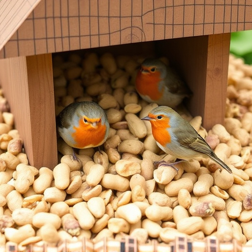 Crushed peanuts for garden robins