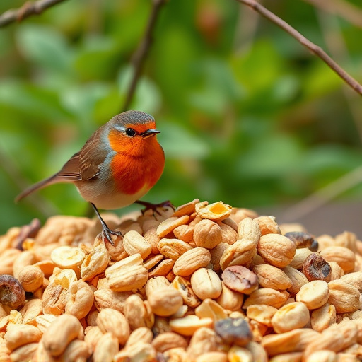 Crushed peanuts for garden robins