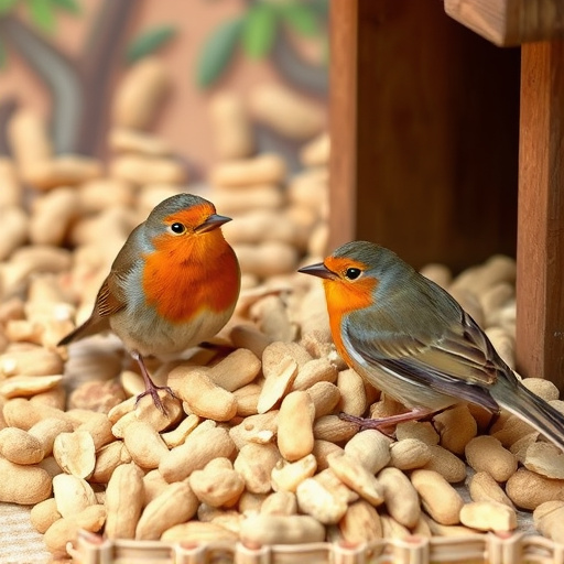 Crushed peanuts for garden robins
