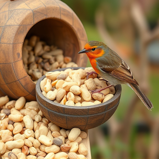 Crushed peanuts for garden robins