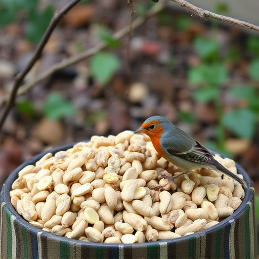 Crushed peanuts for garden robins
