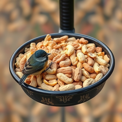 Crushed peanuts offered on feeding tray