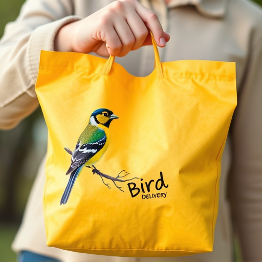 Customer holding bird seed delivery bag