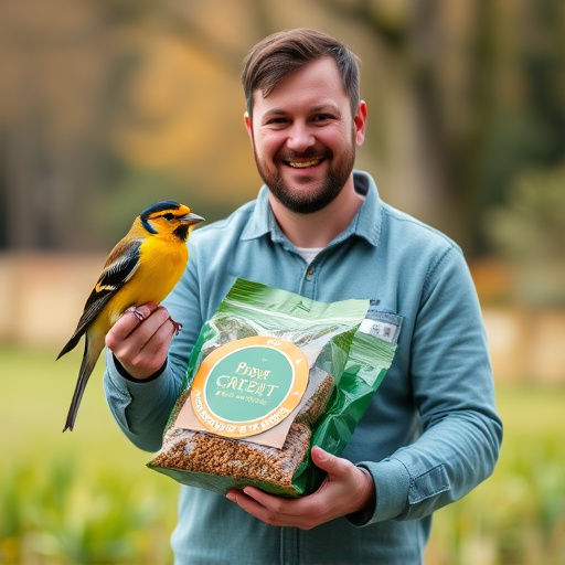 Customer holding budget bird food pack