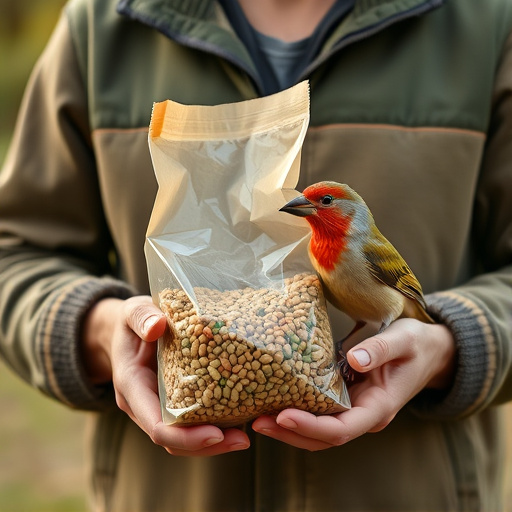 Customer holding budget bird food pack