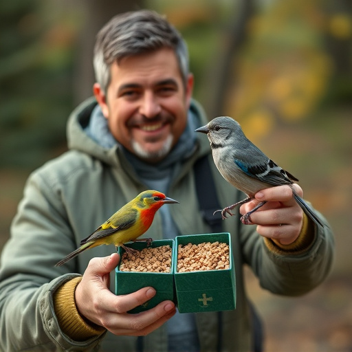 Customer holding budget bird food pack